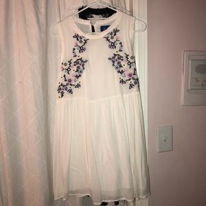 White Floral Embroidered Dress